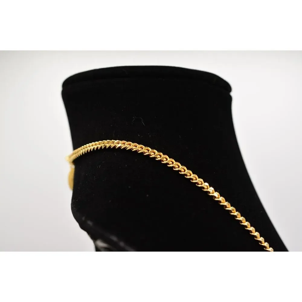 Kalifornia Lion Pendant Necklace Gold Tone Cuban Chain Signed Unisex 9J